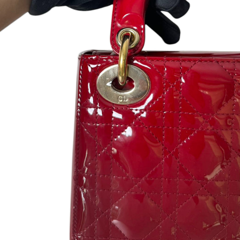 Lady Dior Mini Patent Quilted Red GHW