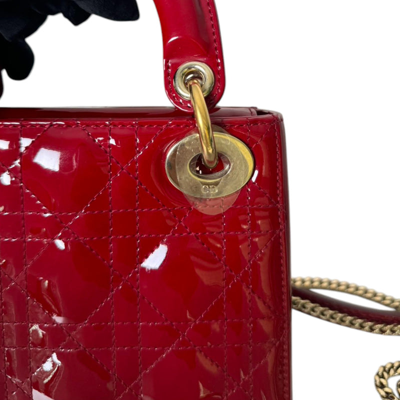 Lady Dior Mini Patent Quilted Red GHW