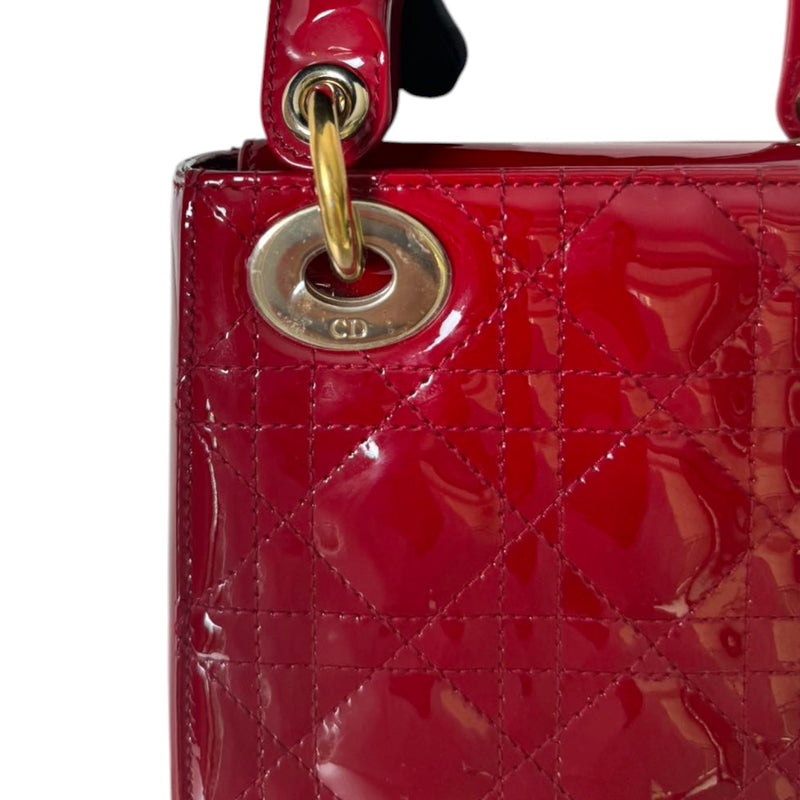 Lady Dior Mini Patent Quilted Red GHW