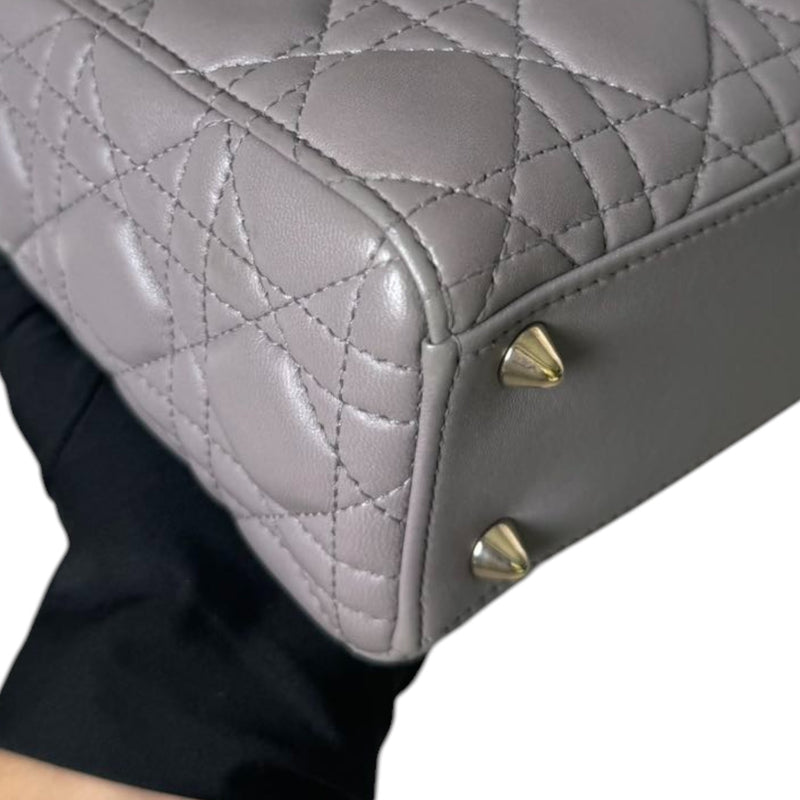 ABCDior Lady Dior Small Lambskin Cannage Grey GHW