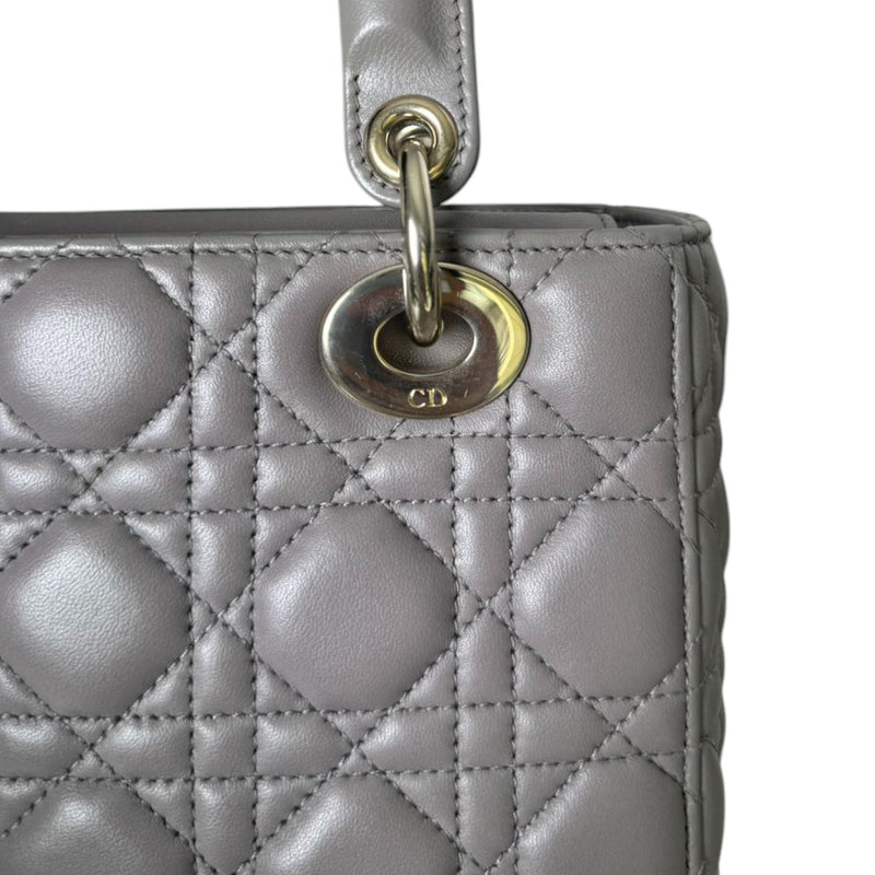 ABCDior Lady Dior Small Lambskin Cannage Grey GHW