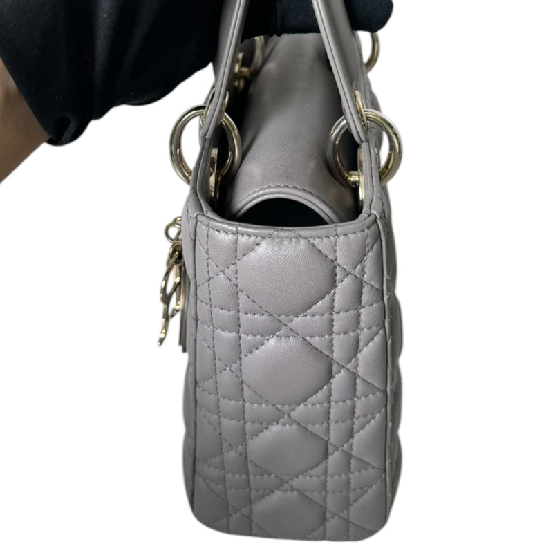 ABCDior Lady Dior Small Lambskin Cannage Grey GHW