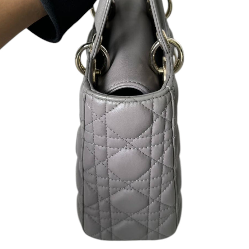 ABCDior Lady Dior Small Lambskin Cannage Grey GHW