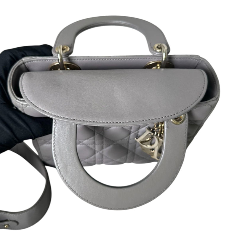 ABCDior Lady Dior Small Lambskin Cannage Grey GHW