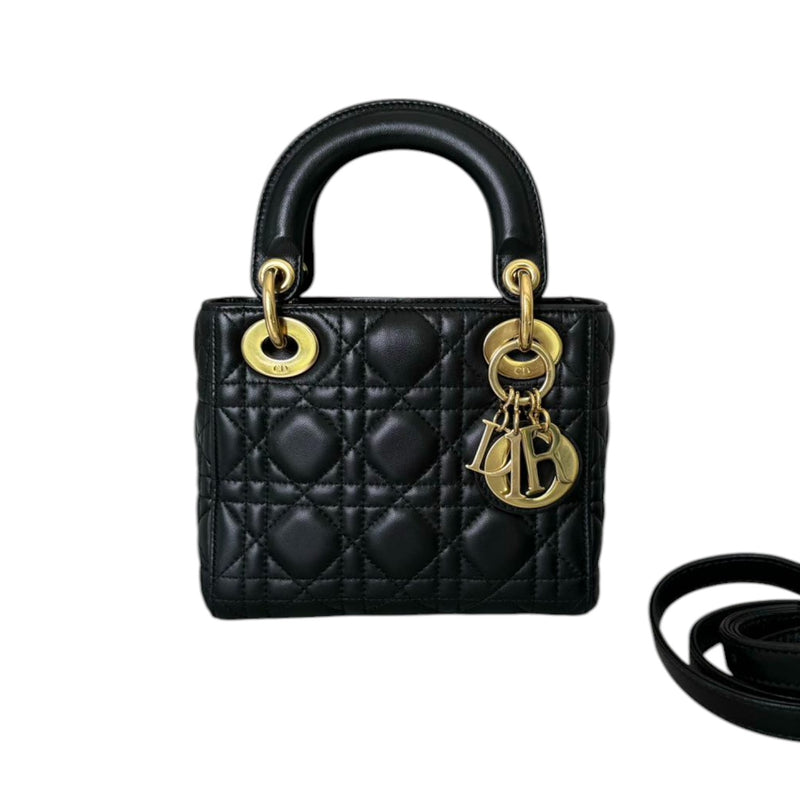 Lady Dior Mini Lambskin Cannage Black GHW