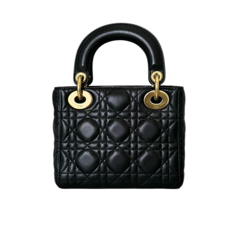 Lady Dior Mini Lambskin Cannage Black GHW