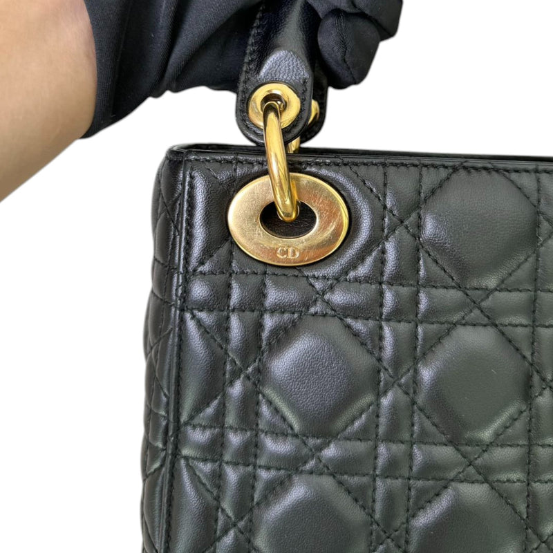 Lady Dior Mini Lambskin Cannage Black GHW