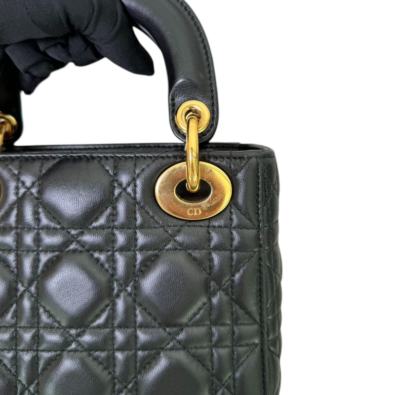 Lady Dior Mini Lambskin Cannage Black GHW