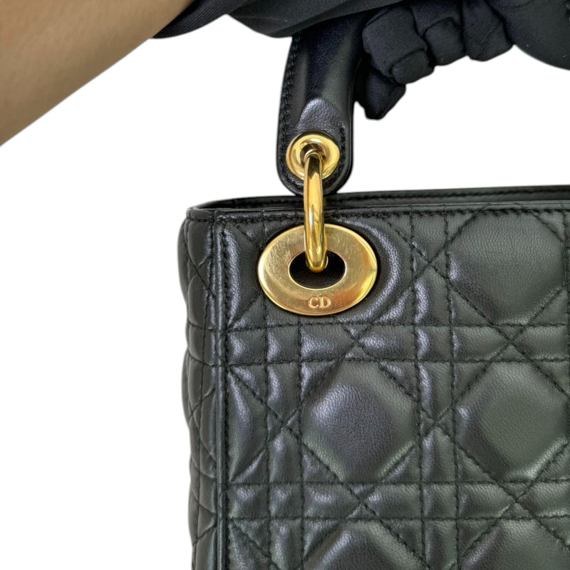 Lady Dior Mini Lambskin Cannage Black GHW