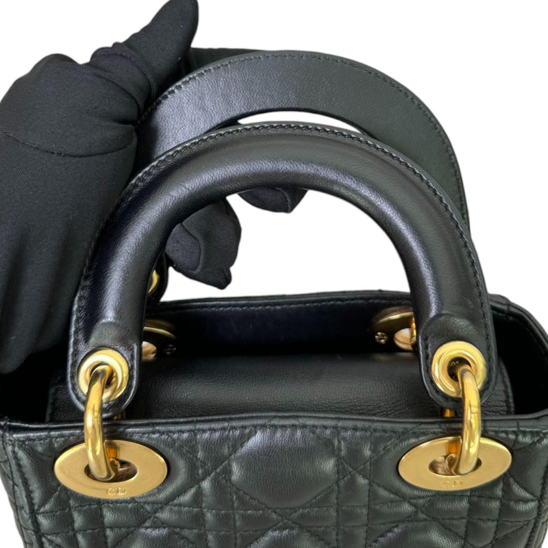 Lady Dior Mini Lambskin Cannage Black GHW