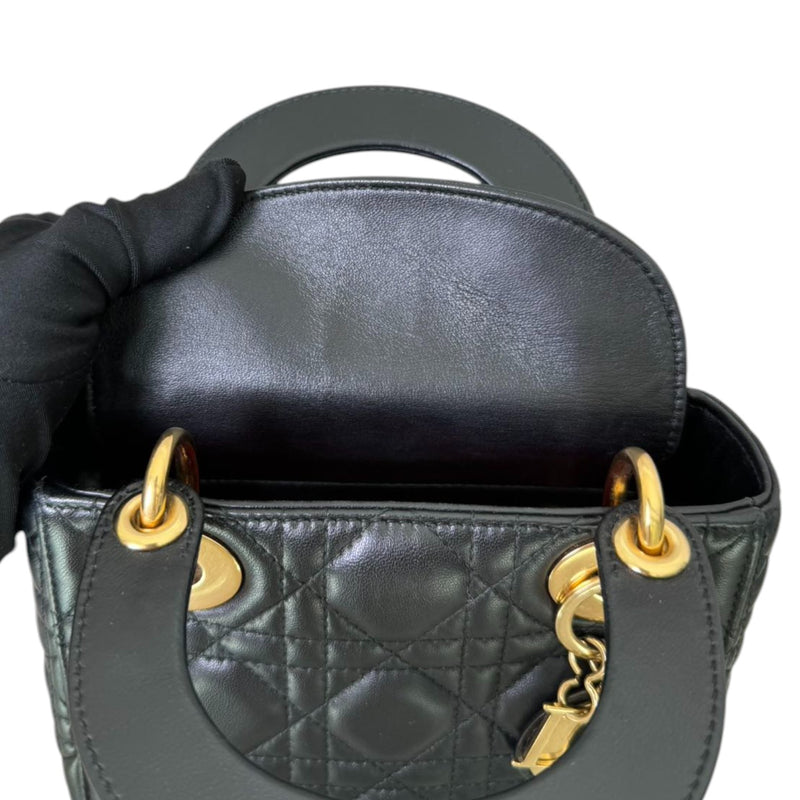 Lady Dior Mini Lambskin Cannage Black GHW