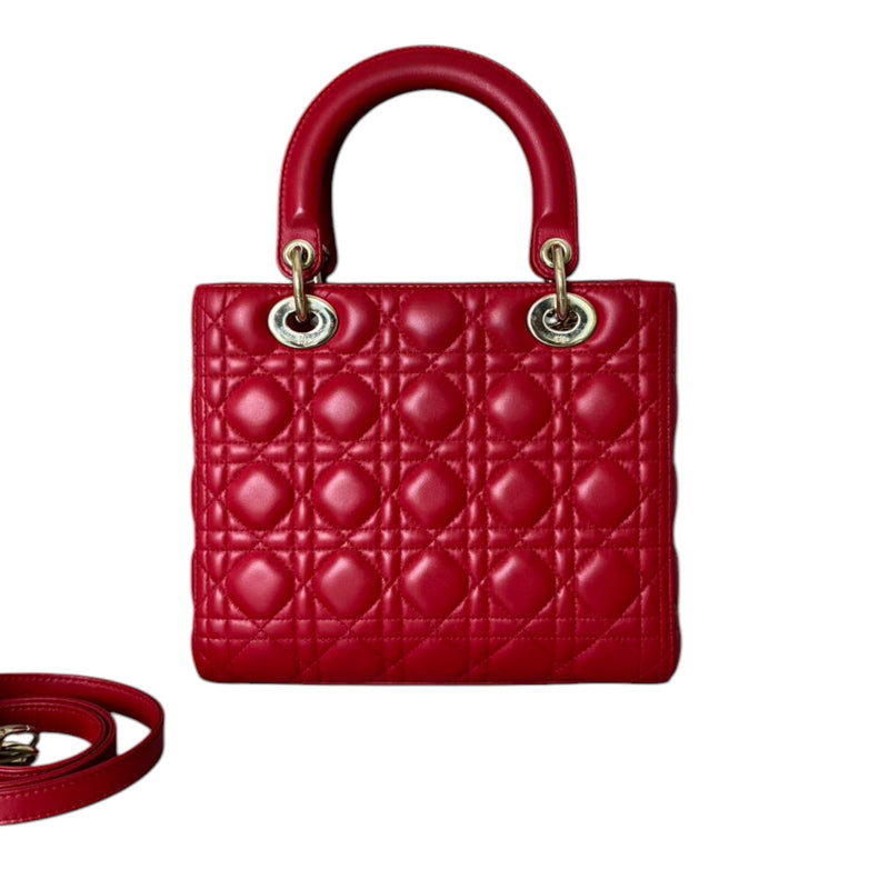 Lady Dior Medium Lambskin Cannage Red GHW