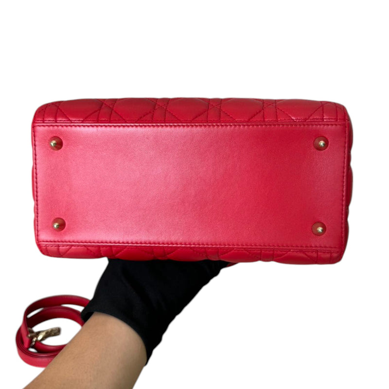 Lady Dior Medium Lambskin Cannage Red GHW