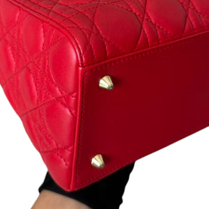 Lady Dior Medium Lambskin Cannage Red GHW