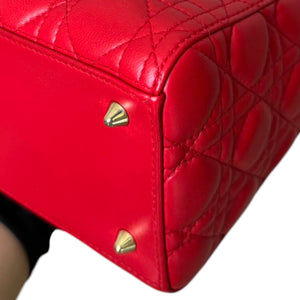 Lady Dior Medium Lambskin Cannage Red GHW