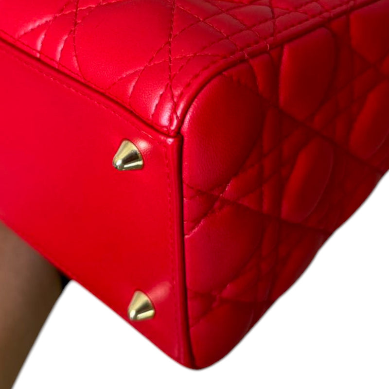 Lady Dior Medium Lambskin Cannage Red GHW