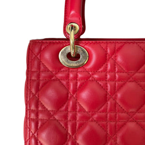 Lady Dior Medium Lambskin Cannage Red GHW