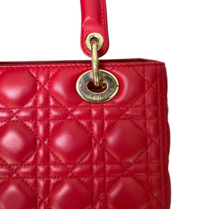 Lady Dior Medium Lambskin Cannage Red GHW