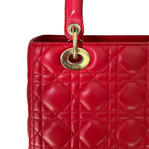 Lady Dior Medium Lambskin Cannage Red GHW