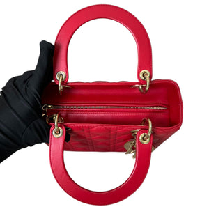 Lady Dior Medium Lambskin Cannage Red GHW