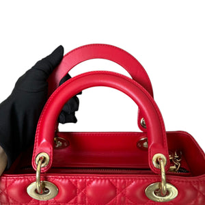 Lady Dior Medium Lambskin Cannage Red GHW