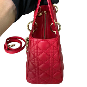 Lady Dior Medium Lambskin Cannage Red GHW