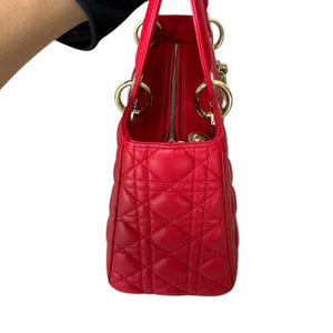 Lady Dior Medium Lambskin Cannage Red GHW