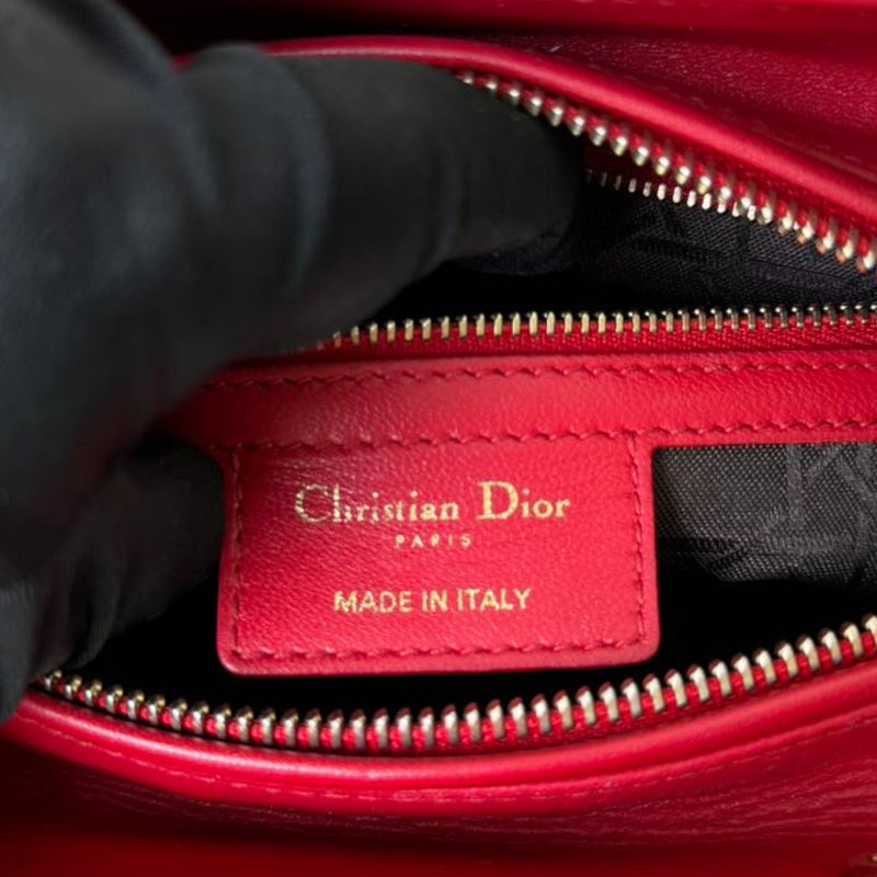 Lady Dior Medium Lambskin Cannage Red GHW