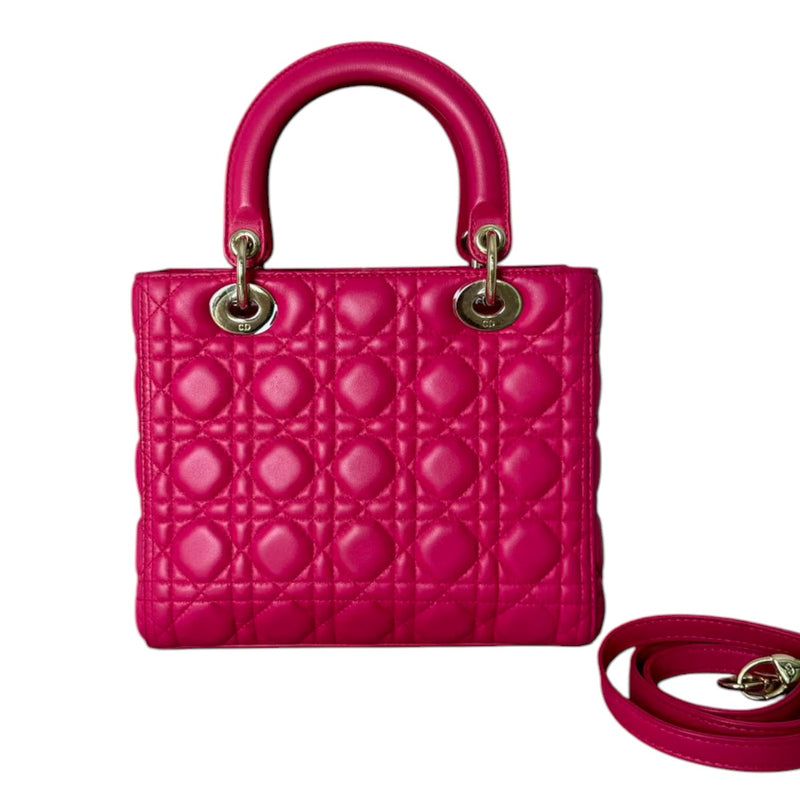 Lady Dior Medium Lambskin Quilted Pink GHW