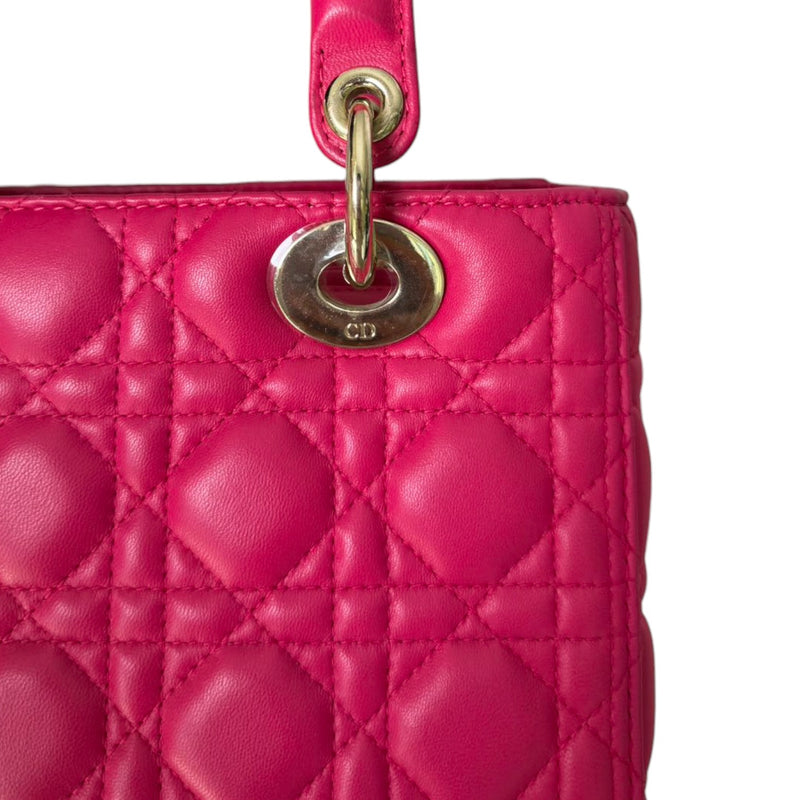 Lady Dior Medium Lambskin Quilted Pink GHW