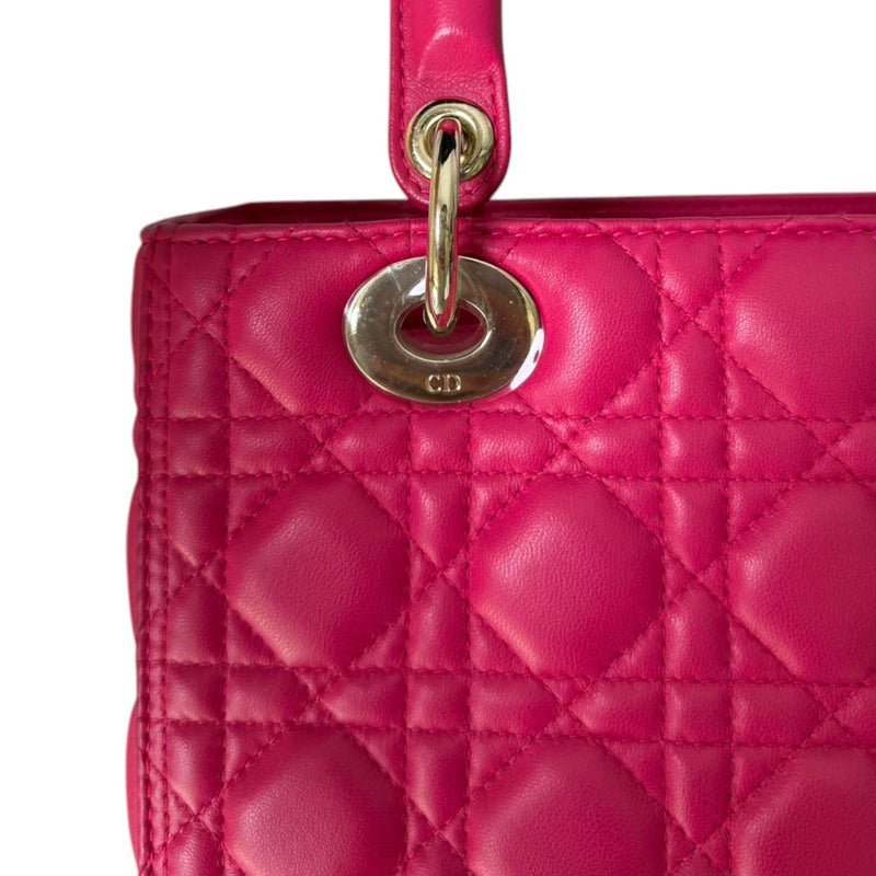 Lady Dior Medium Lambskin Quilted Pink GHW