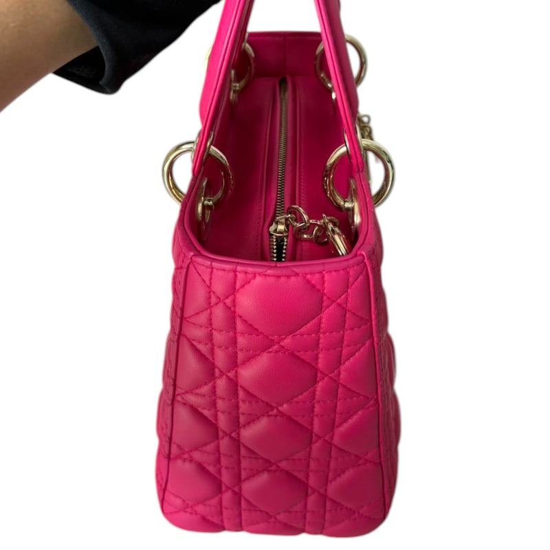 Lady Dior Medium Lambskin Quilted Pink GHW