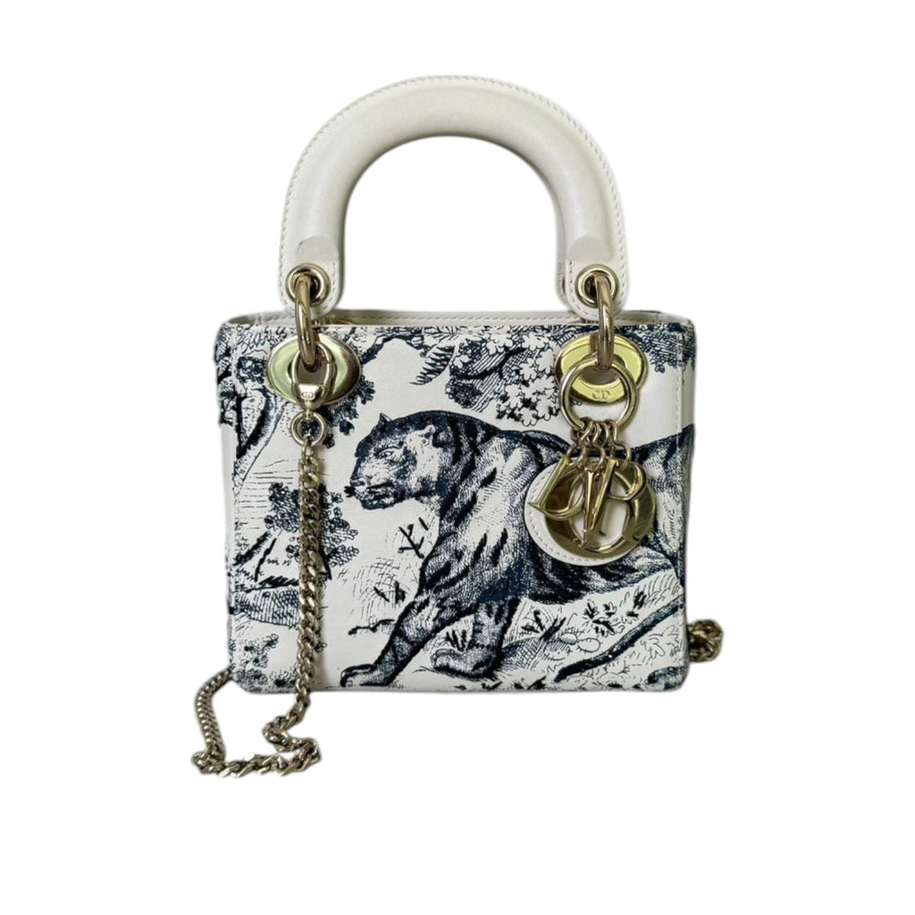 Lady Dior Mini Toile De Jouy Limited Edition Calfskin White GHW