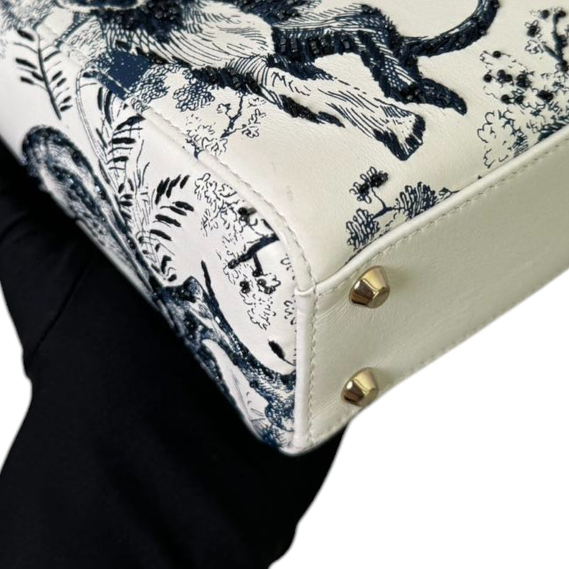 Lady Dior Mini Toile De Jouy Limited Edition Calfskin White GHW