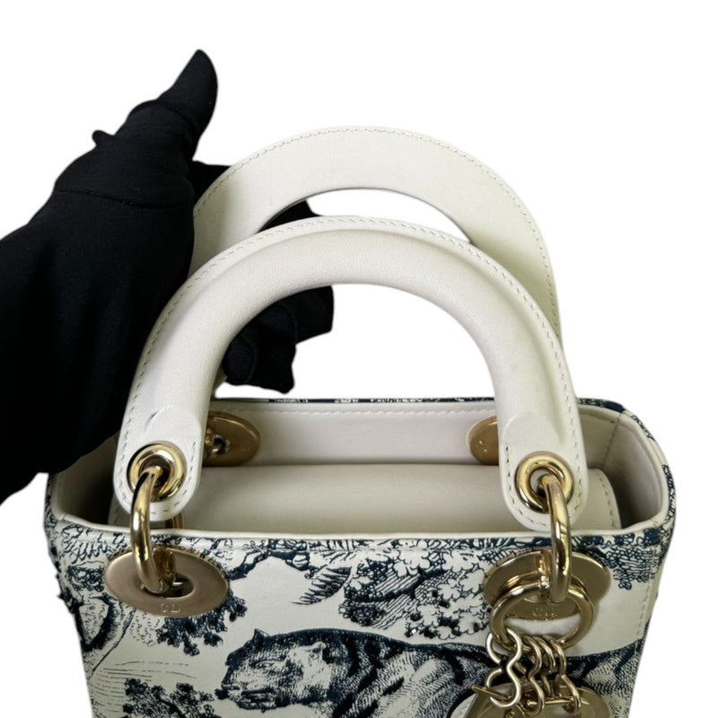 Lady Dior Mini Toile De Jouy Limited Edition Calfskin White GHW