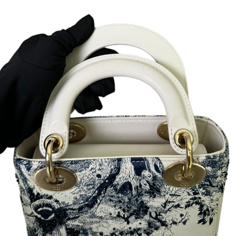 Lady Dior Mini Toile De Jouy Limited Edition Calfskin White GHW