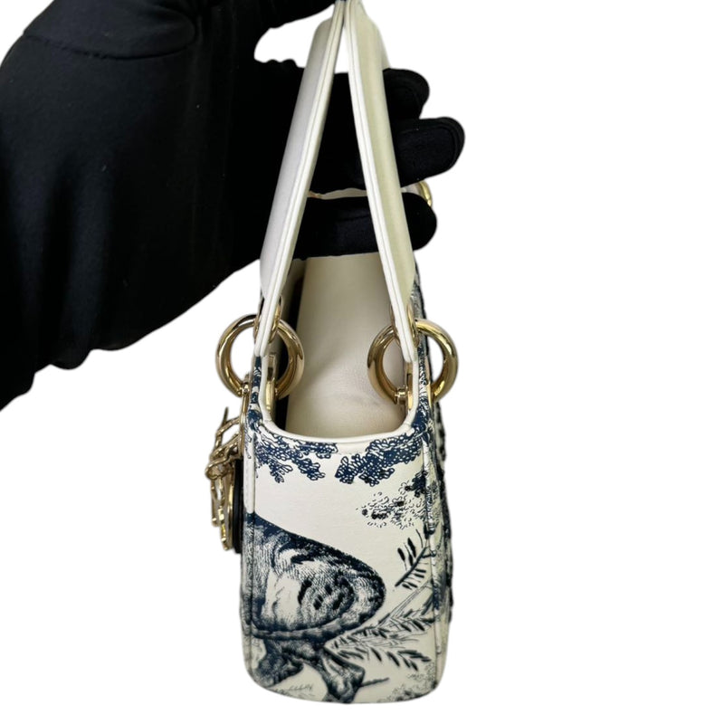 Lady Dior Mini Toile De Jouy Limited Edition Calfskin White GHW