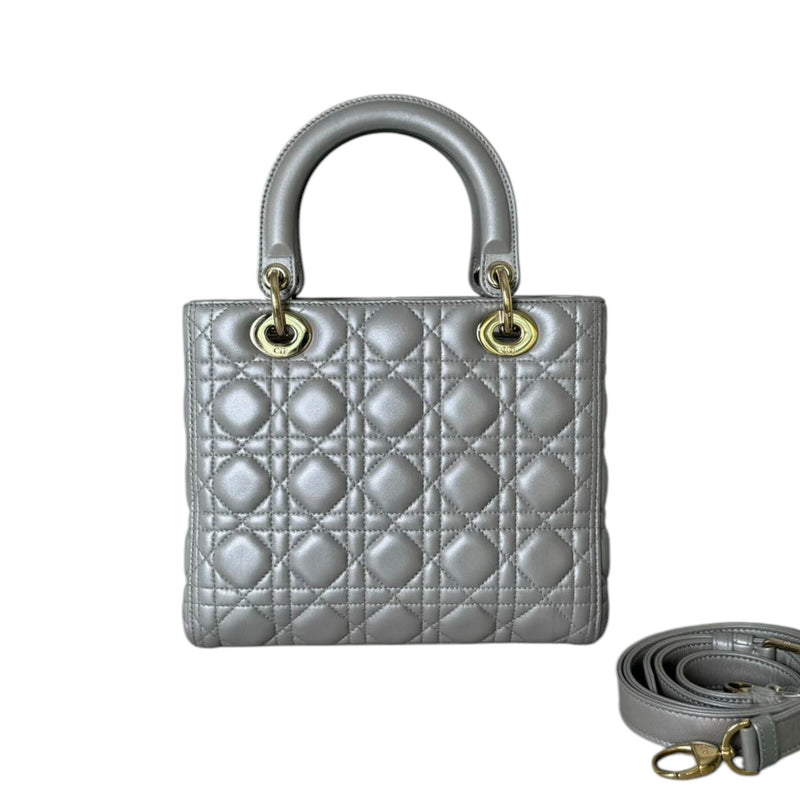 Lady Dior Medium Lambskin Cannage Silver GHW