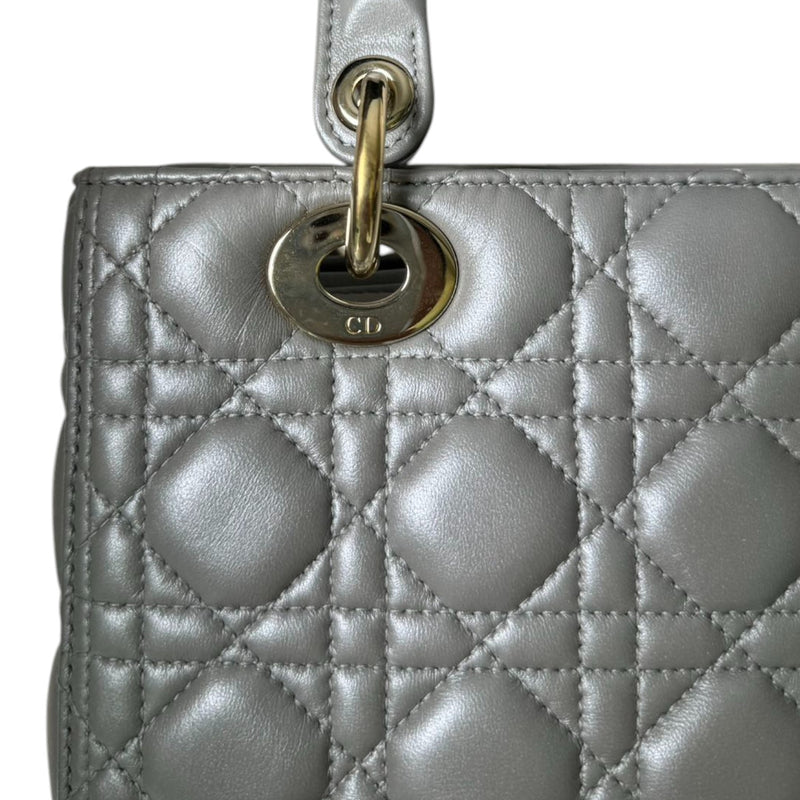 Lady Dior Medium Lambskin Cannage Silver GHW