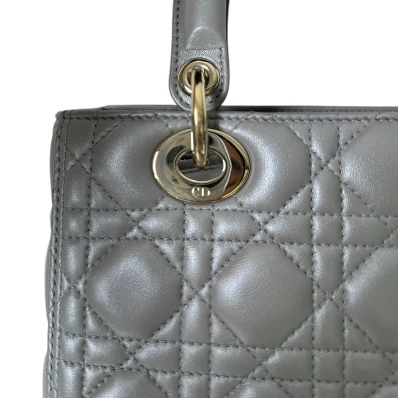 Lady Dior Medium Lambskin Cannage Silver GHW