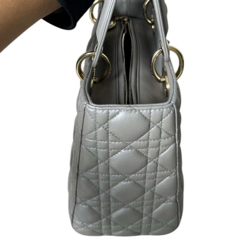 Lady Dior Medium Lambskin Cannage Silver GHW