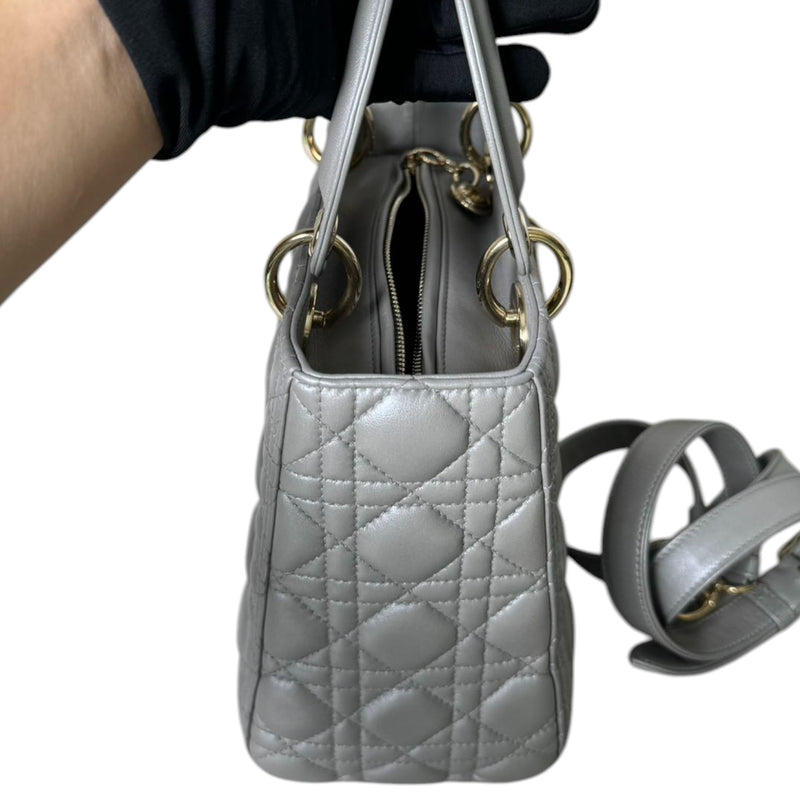 Lady Dior Medium Lambskin Cannage Silver GHW