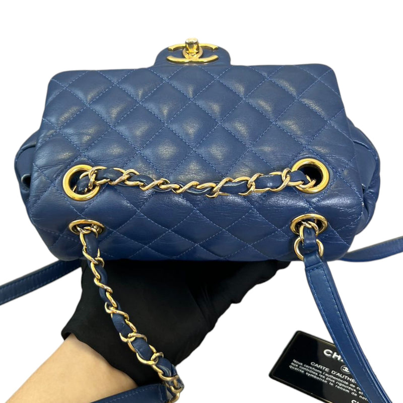 Urban Spirit Backpack Small Calfskin Quilted Blue GHW