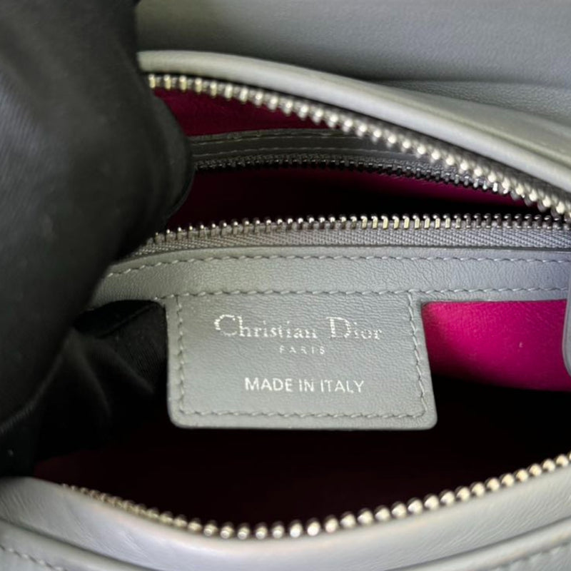 Lady Dior Bi-Color Medium Lambskin Grey Fuchsia SHW