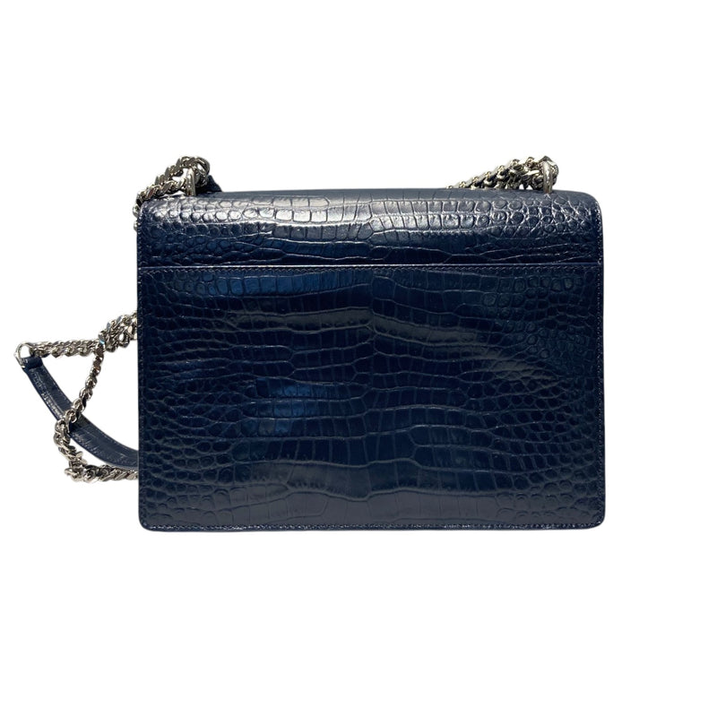 Sunset Medium Calfskin Crocodile Embossed Blue SHW