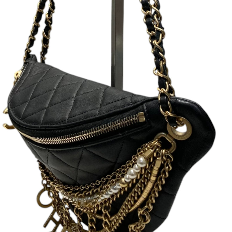 All About Chains Waist Belt Bag Lambskin Black GHW