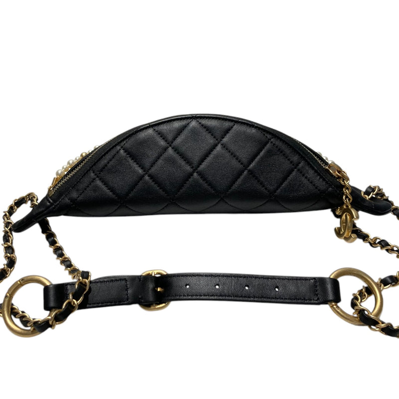 All About Chains Waist Belt Bag Lambskin Black GHW