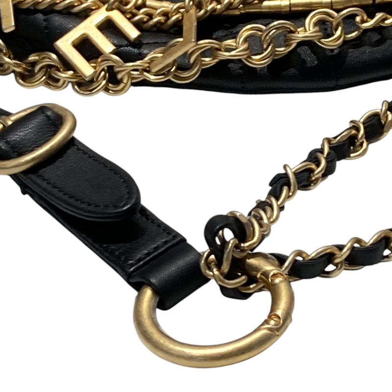 All About Chains Waist Belt Bag Lambskin Black GHW