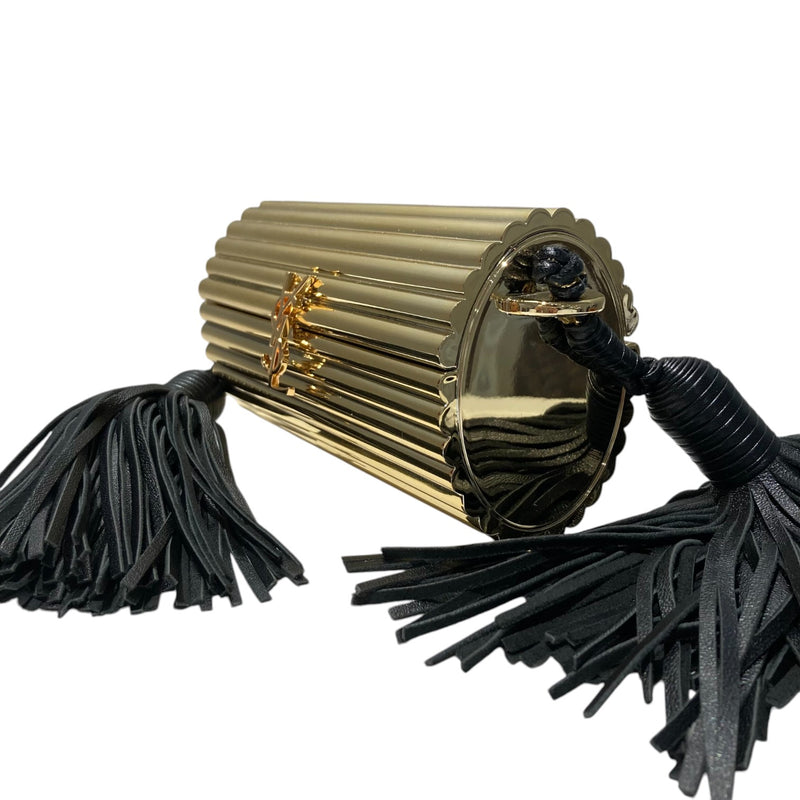 Opium Box Ribbed Plexiglass Lambskin Fringe Gold GHW