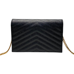 Envelope Chain Wallet Grain De Poudre Black GHW